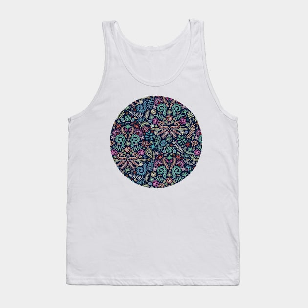 Colored Chalk Floral Doodle Pattern Tank Top by micklyn